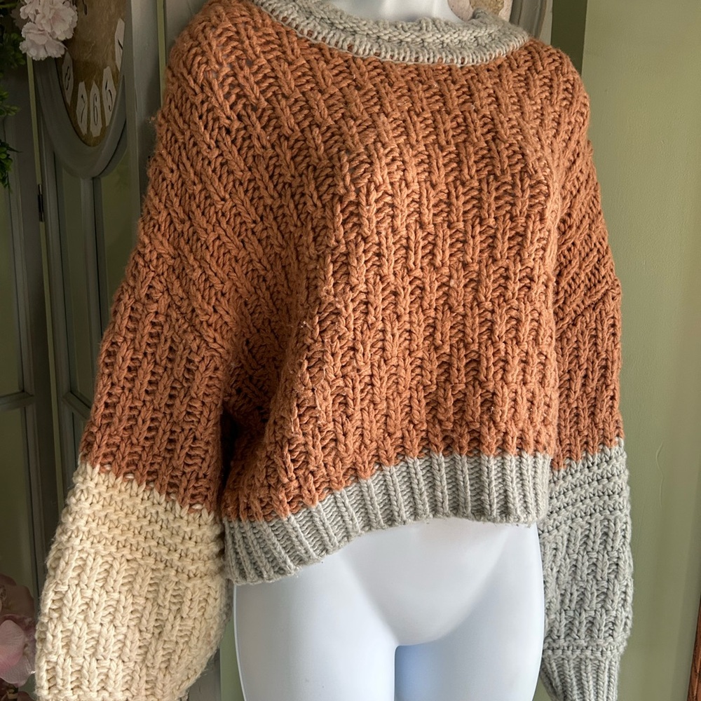 UNIVERSAL THREAD Cable Chunky Knit Colorblock Swe… - image 3